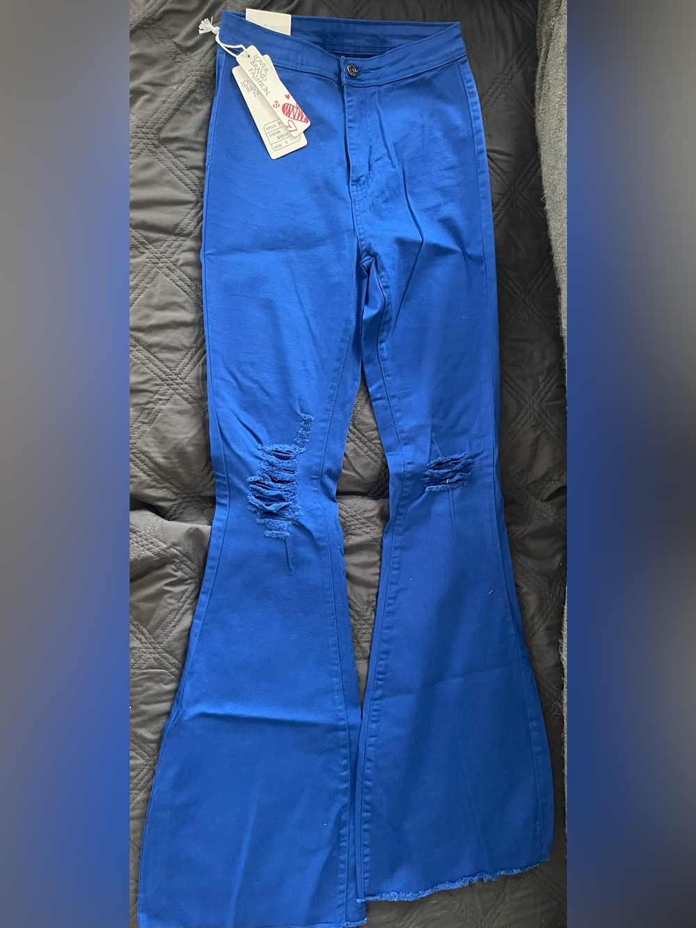 Love Royal Blue Distressed Flare Jeans